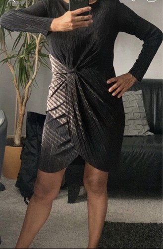 Mango kleid schwarz plissiert - mango,