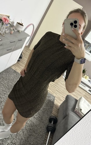 Schwarz goldenes glitzerkleid - schwarz,